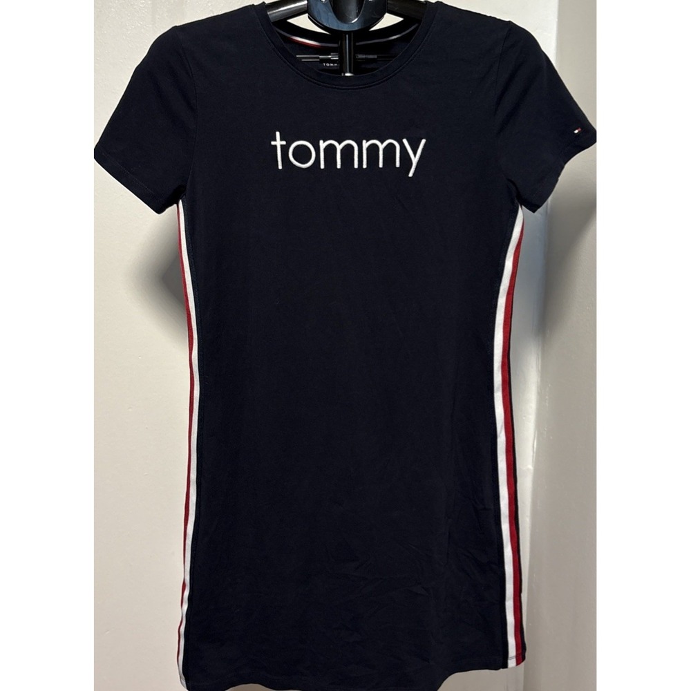 Tommy Hilfiger Short Sleeve T-Shirt Dress Womens S  Blue Cotton Stretch